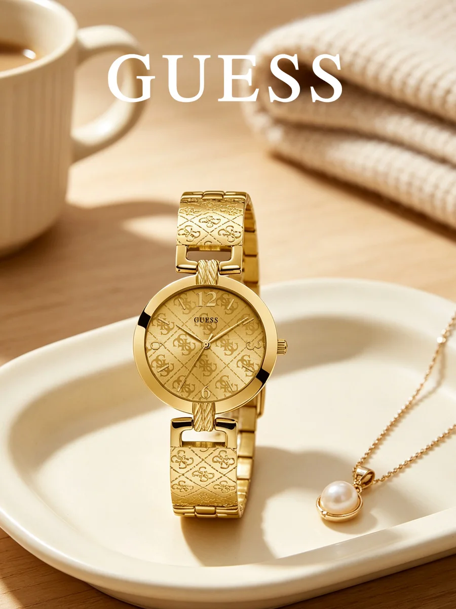 Guess Women's Watch Blue Silicone Strap Rose Gold Tone Analog Quartz Wristwatch Crystal Skeleton Dial Office Business Daily Work