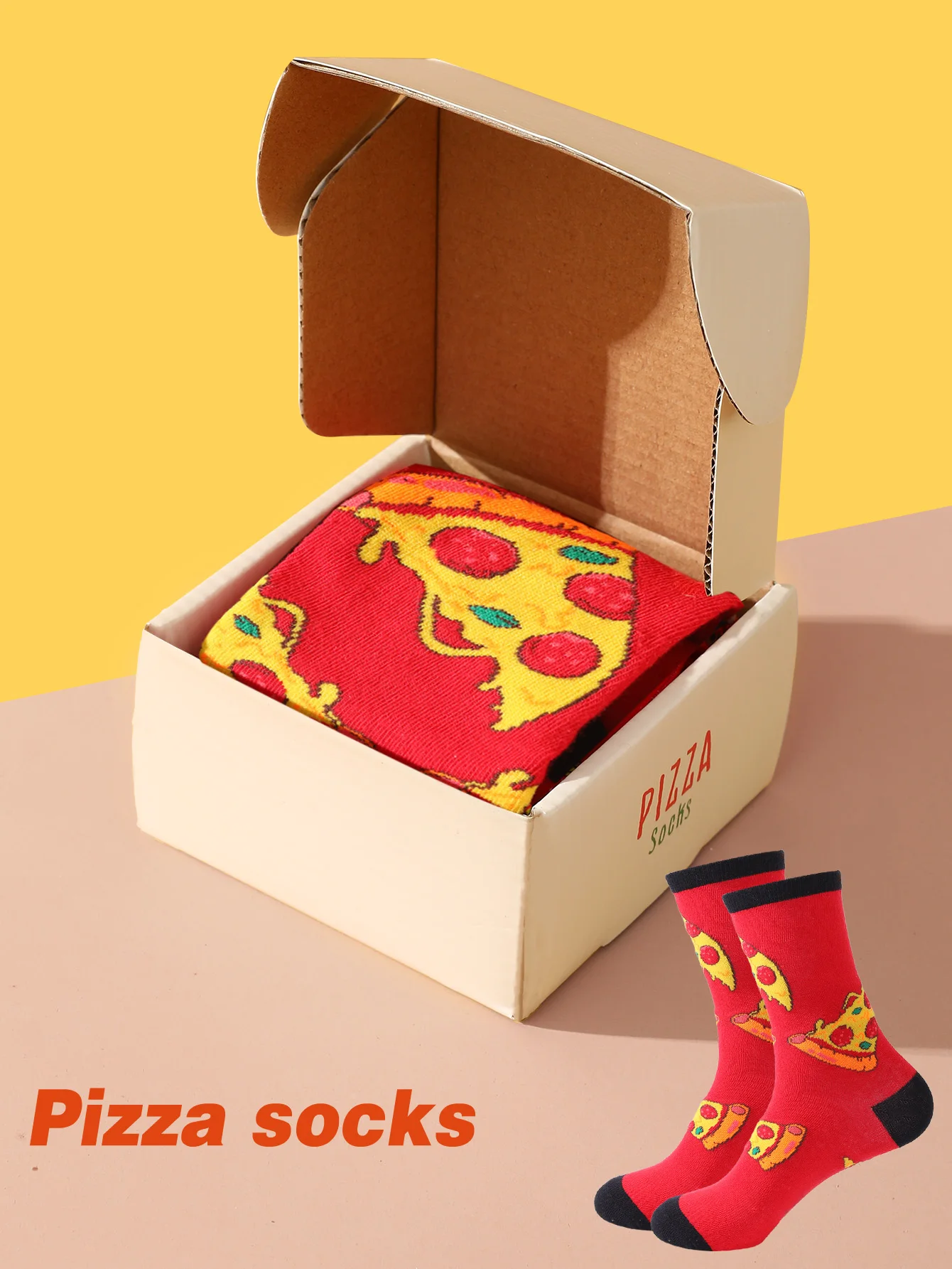 

1 Pair of Mid-Calf Socks for Men and Women, Comfortable, Interesting, Novelty, Colorful Red Tomato Pizza, Comfortable and Breathable, Suitable for Holiday Gifts, Valentine's Day, Christmas, Four-Season Socks