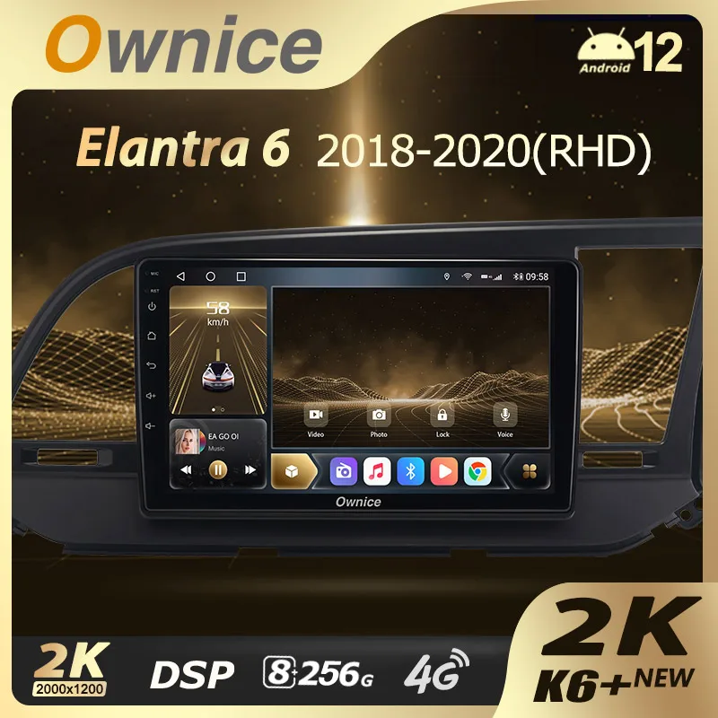 Ownice K6+ 2K 13.3 for Hyundai Elantra 6 2015 - 2019 Right Hand Driver Car Radio Multimedia Player Stereo GPS Android 14 No 2din