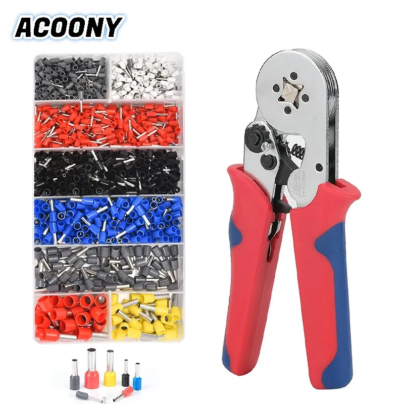 fio virola crimpagem tool kit auto ajustavel ratchet crimper alicates terminais de cobre end conjunto de prata awg 237 hsc8 a 01