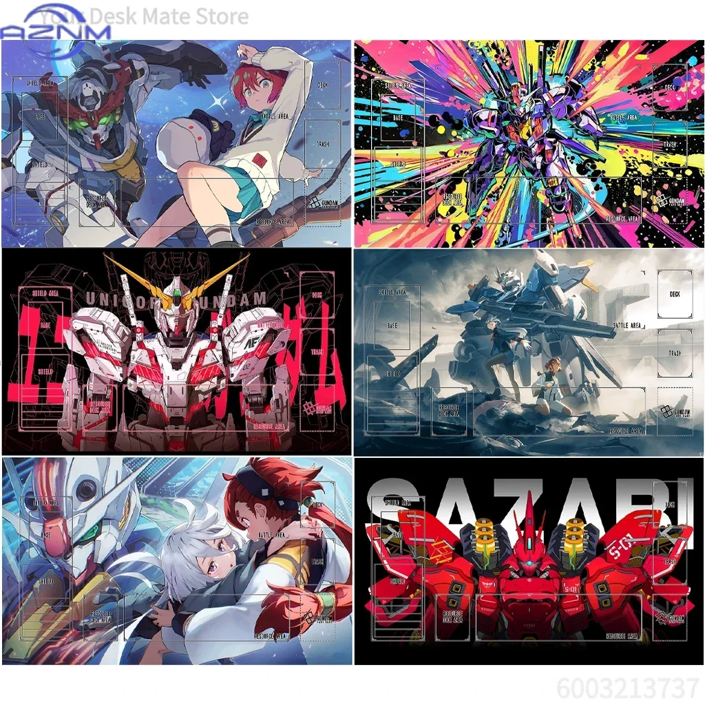 Anime Gundam Mecha TCG Battle Zone Mouse Pad, Rubber Non Slip Desk Mat, Multiple Anime Character & Robot Art Mouse Pad for Card