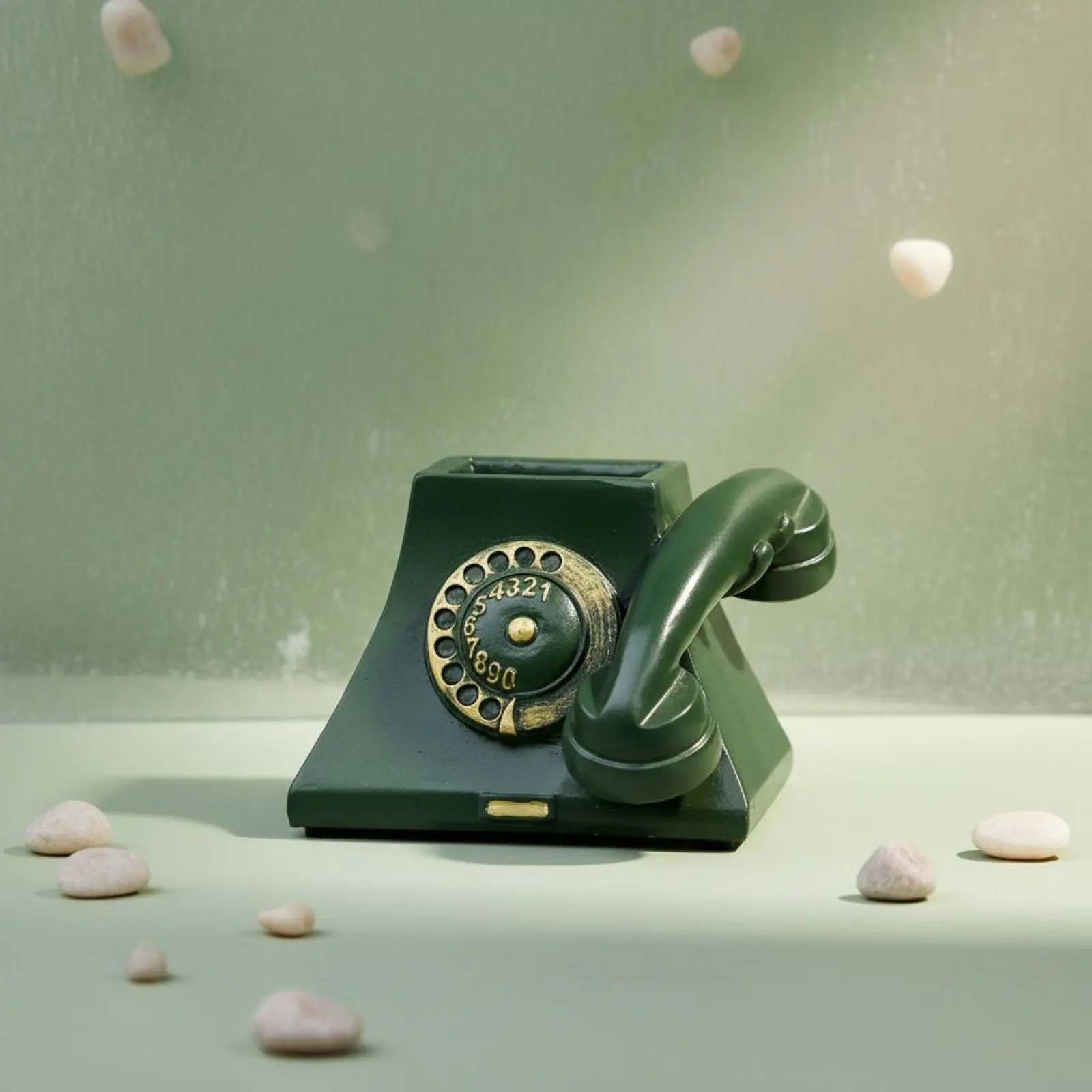 Retro Telephone Plant Pot Resin Material Rotary Phone Flower Pot Vintage Telephone Planter Hand-Painted for Desktop, Bedroom view 5