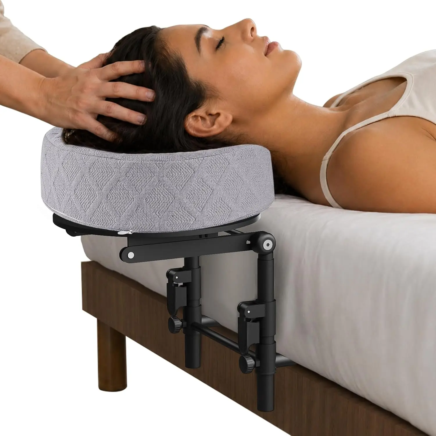 

Adjustable Massage Headrest for Bed, 180° Rotatable Face Cradle with Memory Foam, Washable Cover