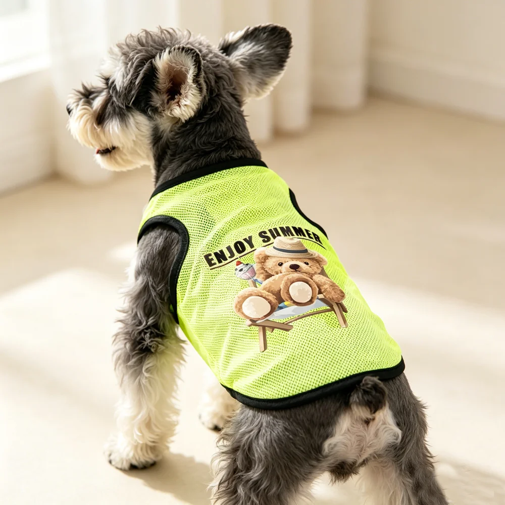 Summer Mesh Pet Vest Cats & Dogs Cute Fashion Sleeveless T-shirt Lightweight Cool Breathable Clothes Suitable For Teddy Bears view 6