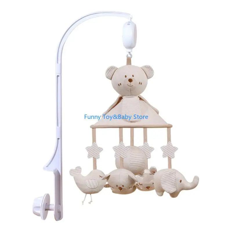 سرير أطفال متنقل من القطن الناعم مع صندوق تشغيل الموسيقى لعبة معلقة للتعليم المبكر للطفل والتطوير السمعي الحسي C90B #5