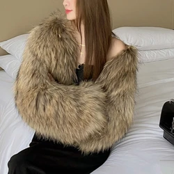 Winter New Women Faux Fur Coat Short Cut Long Sleevs 2024 Hot Sell Street Fashion Women Faux Fur Jacket