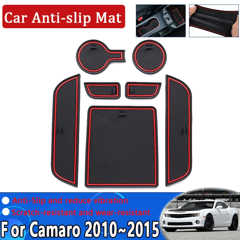 For Chevrolet Camaro 2012 2013 2014 2015 Car Luxurious Slot Hole Mats Gate Cup Cushion Rubber Dust-proof Pads Auto Accessories