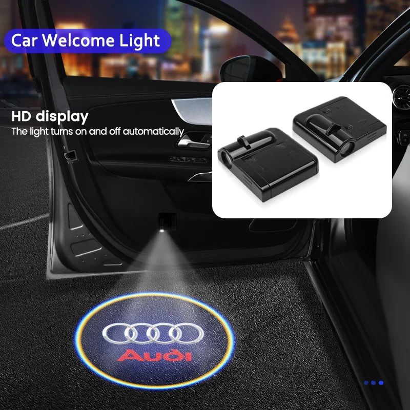 Universal Car led lights Logo Wireless Projector Light For Audi A3 A4 B8 8P B9 8V B6 A5 B7 A1 A6 C6 Q3 Q5 C7 TT Car Accessories