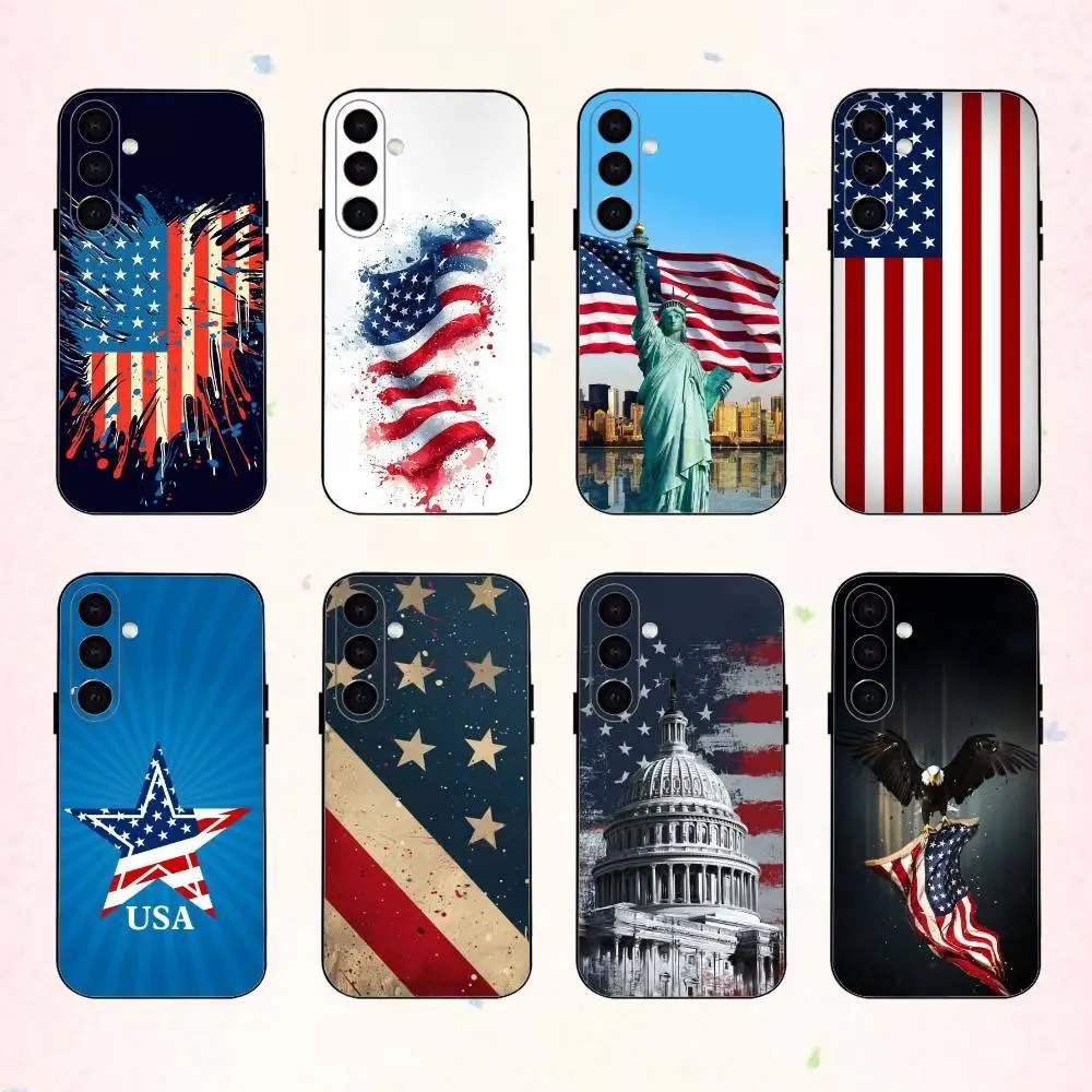 

A-America U-USA F-Flag phone Case For Samsung Galaxy A73,A72,A71,A70,A53,A52,A51,Others Soft Black Shell