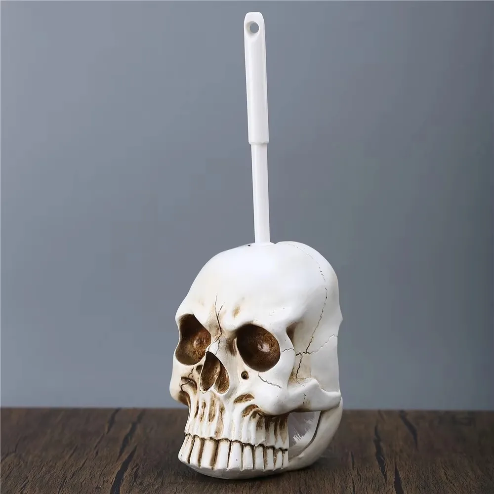 Creative Skull Toilet Brush Holder Resin Base Home Hotel Toilet Supplies Bathroom Cleaning Tools Decoration Statue Dropshipping