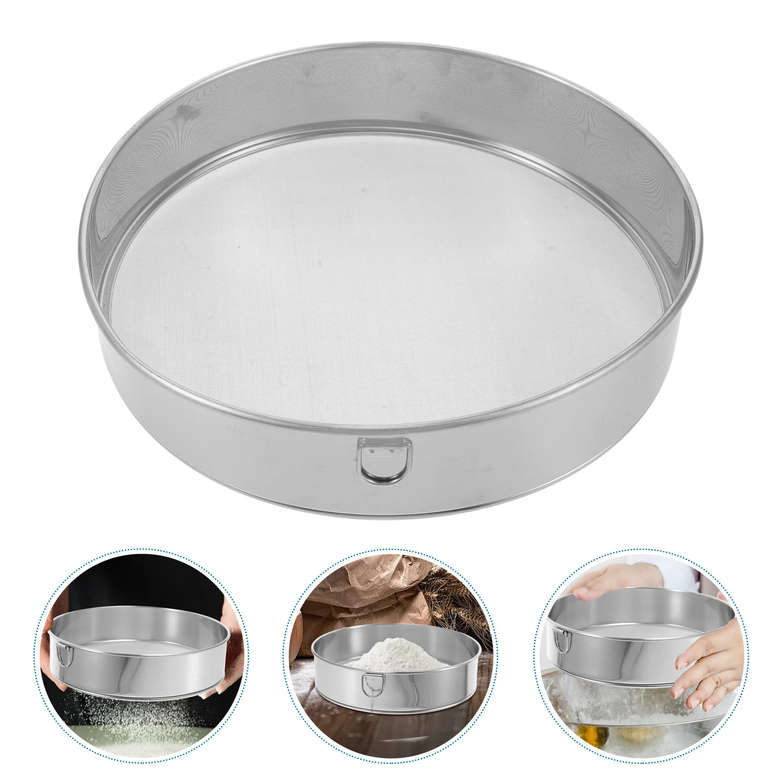 

Round Flour Sieve Stainless Steel Mesh Baking Sifter Kitchen Flour Filter Fine Mesh Sieve Sifter for Kitchen Baking Filter