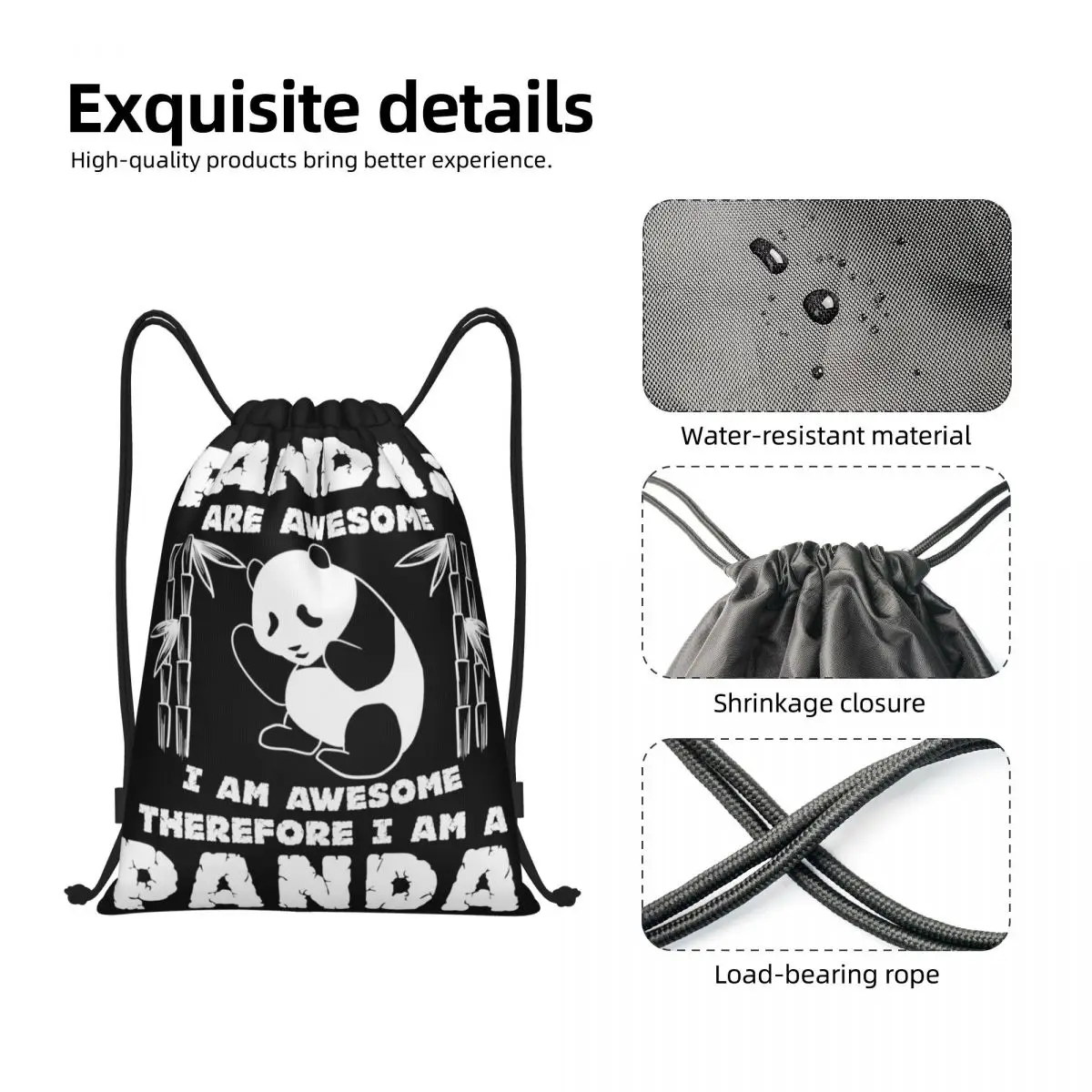 Mochila deportiva con cordón para hombre y mujer, saco de entrenamiento con diseño de Panda I Am Awesome, ideal para gimnasio