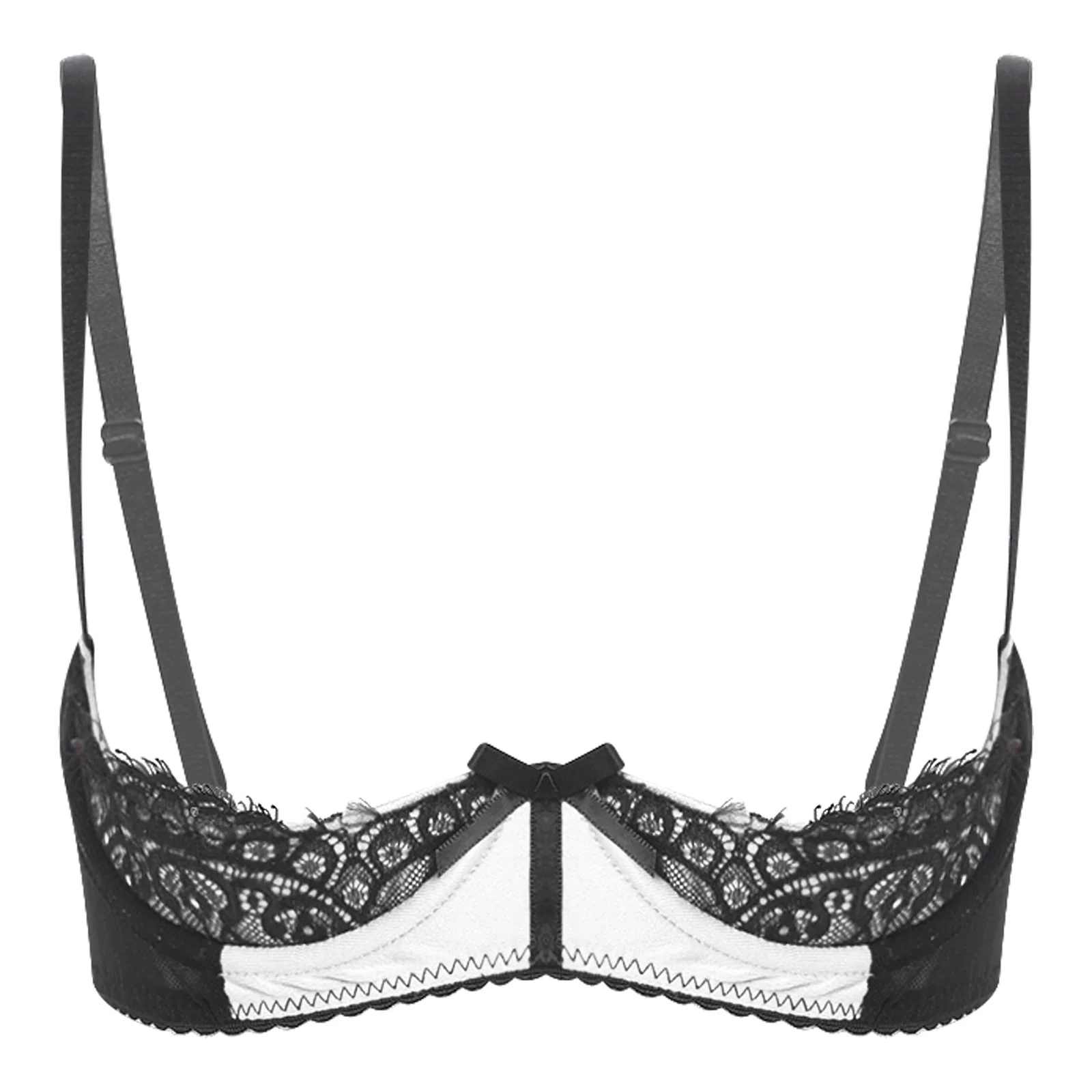 Vrouwen Sexy Half Cups Beha Tops Ondergoed Blootgestelde Tepels Bralette Verstelbare Bandjes Beugel Sheer Lace Push Up Beha