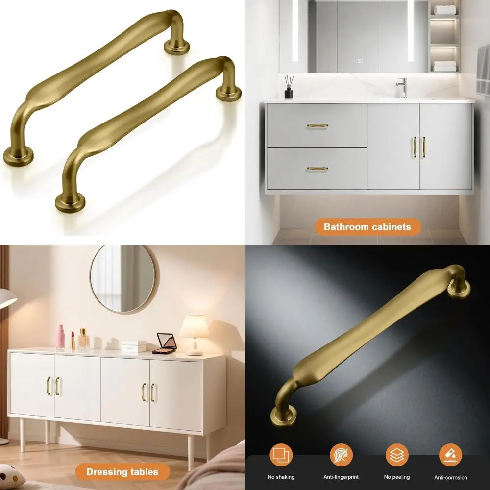 مقابض خزانة من سبائك الزنك البرونزية الشمبانيا، مراكز ثقب 5 بوصة، مقابض المطبخ والخزانة لأجهزة الأدراج #1