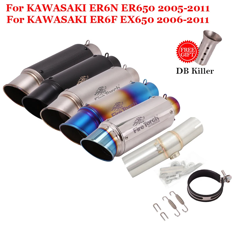 

Motorcycle GP Exhaust Escape Modify Muffler Moto Mid Link Pipe DB Killer Slip On For KAWASAKI ER6N ER6F ER650 EX650 2005 - 2011