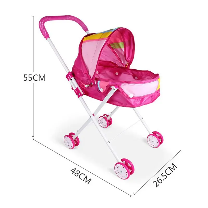 Mini Stroller Kawaii Items Shopping Cart Easy Foldable Baby Doll Stroller Accessories For Best Gifts For Girls Pretend Play Game