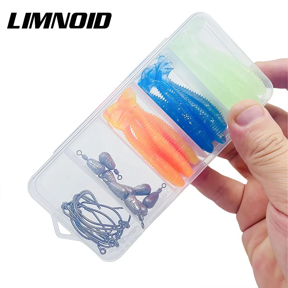 Limnoid 44-teiliges Angelköder-Set, lebensechte Köder, scharfe Haken, schnell sinkende Gewichte, kompakt, tragbar, für das Angeln im Süßwasser