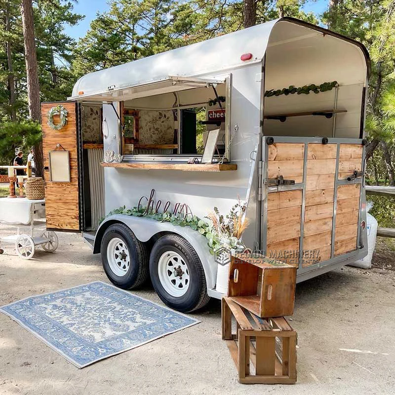 Belyoo New Design Food Trailer Mobile Bar Cart Street Food Truck Horse Box Trailer Ice Cream Cart Coffee Carts
