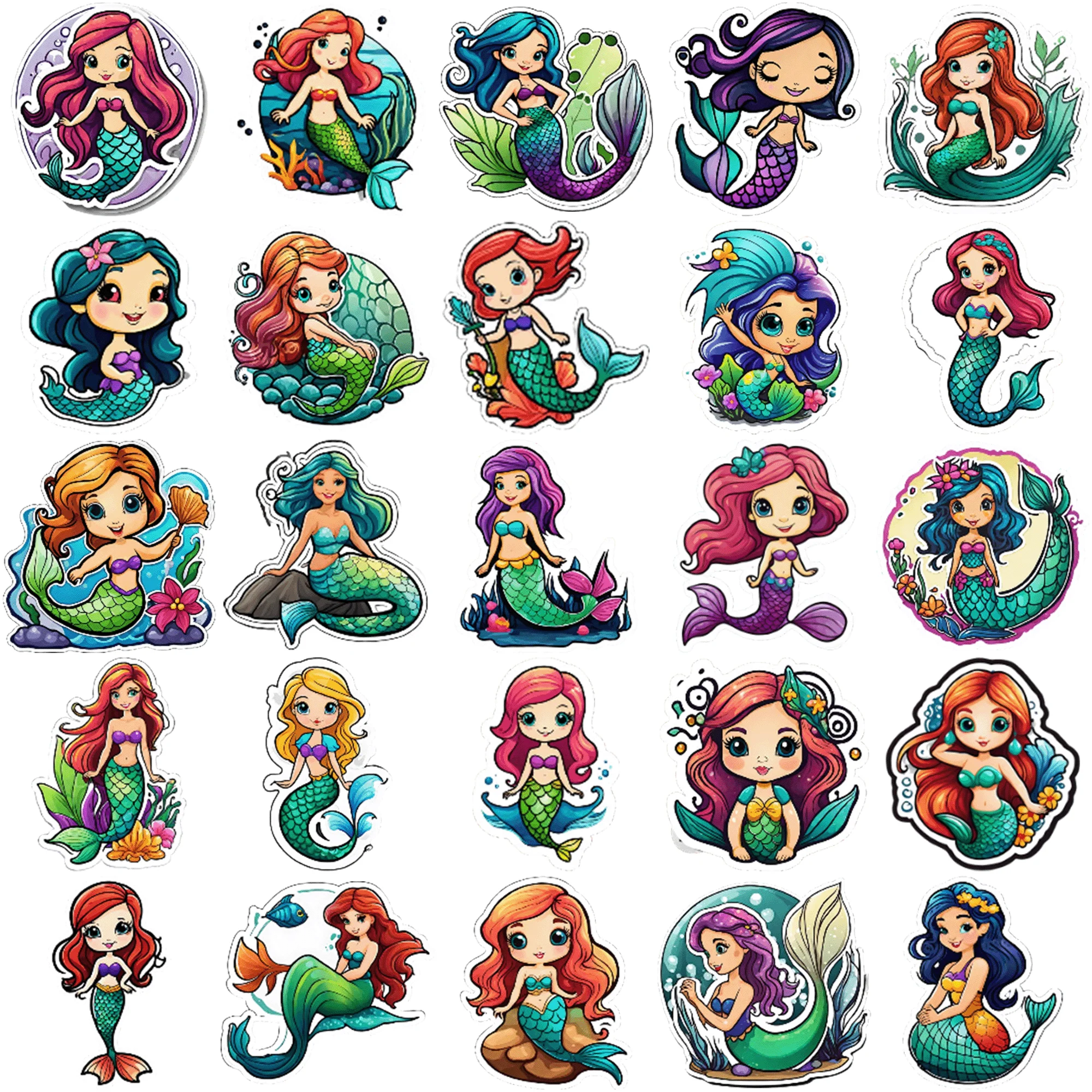 

50 pieces of mermaid cartoon stickers Decorate Your Walls, Furniture, and More with these 50 pcs Colorful Sticker