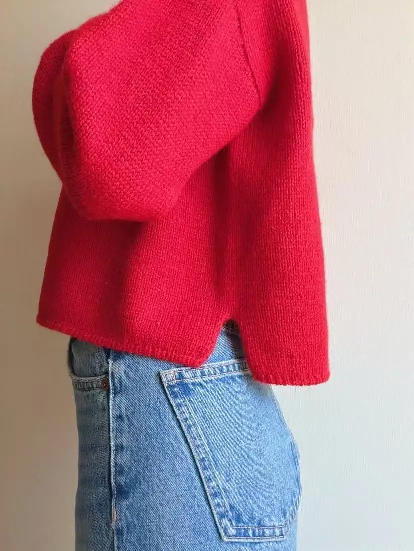 Early autumn loose Korean style lazy slimming versatile polo collar knitted cardigan new sweater jacket fashionable