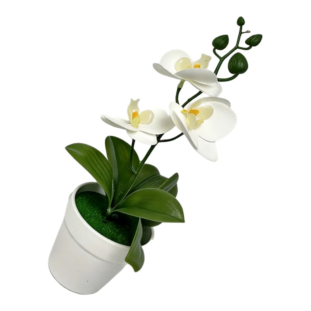 Plastic Artificial Phalaenopsis Orchid Bonsai Potted Plant for Indoor Decor Realistic Look Flexible Petals 10 Colors