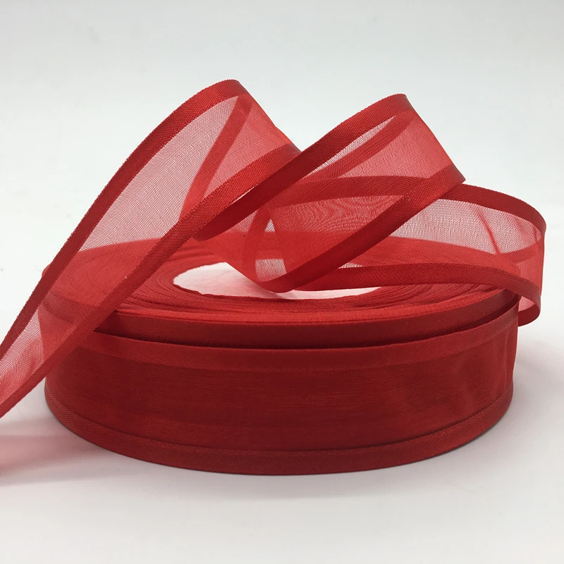 Wholesale 5Yards 1''(25mm) Red Broadside Organza Ribbon Bow Wedding Christmas Party Wrapping Decoration Lace Crafts