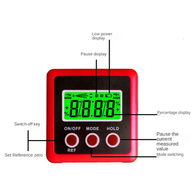 Mini level aluminum alloy magnetic multi-function miniature electronic digital display inclinometer
