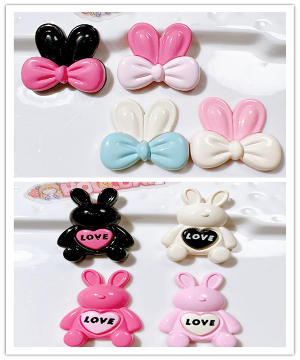 

100Pcs Kawaii Cute Rabbit Ear Flatback Resin Cabochon Scrapbooking Hair Bows Center Accessories