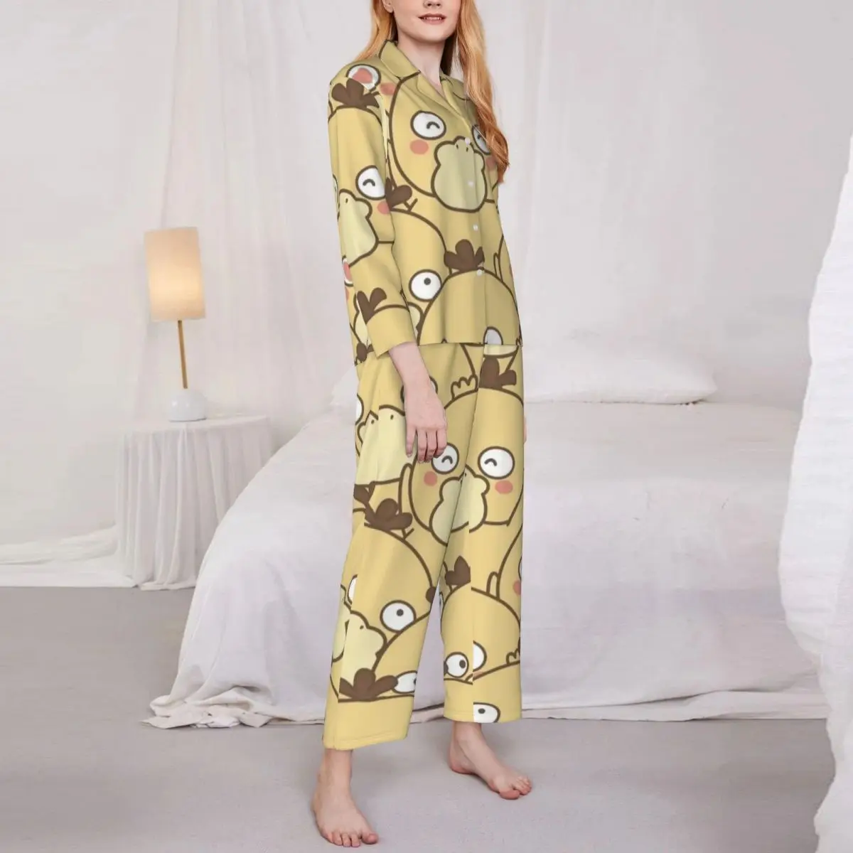 Psyduck Women's Pajamas Set 2 Piece Set For Women Casual Long sleeve Suit