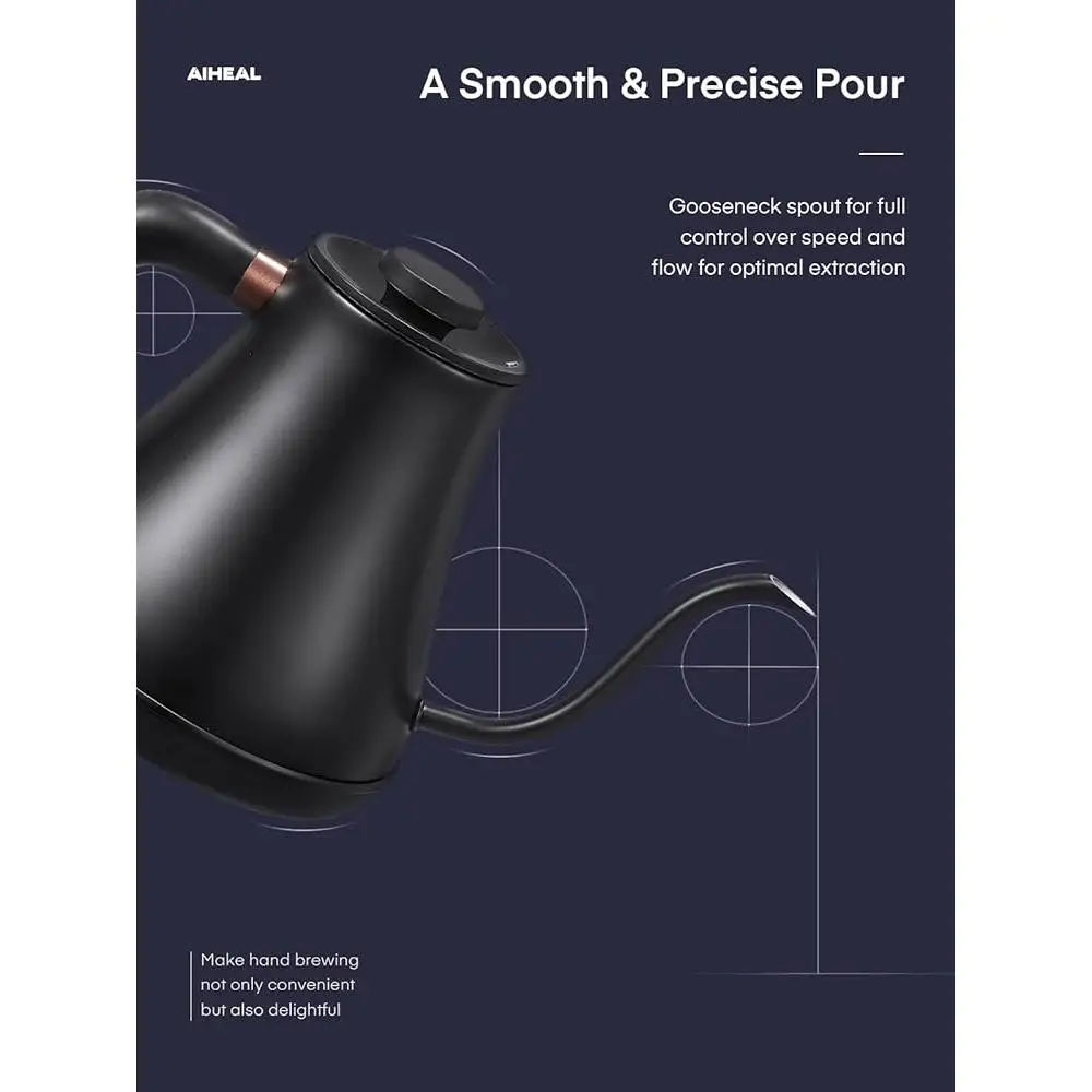 Электрический чайник на гибкой стойке, контроль температуры, прецизионное наливание горячей воды, нержавеющая сталь 304, автоматическое отключение, функция сохранения тепла