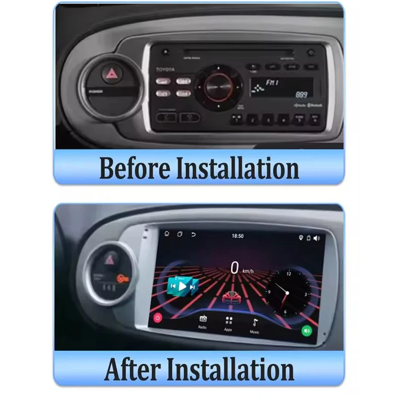 Android 14 2 Din Car Multimedia Player For Toyota Yaris 2004 Head Unit Stereo GPS Navigation BT WIFI
