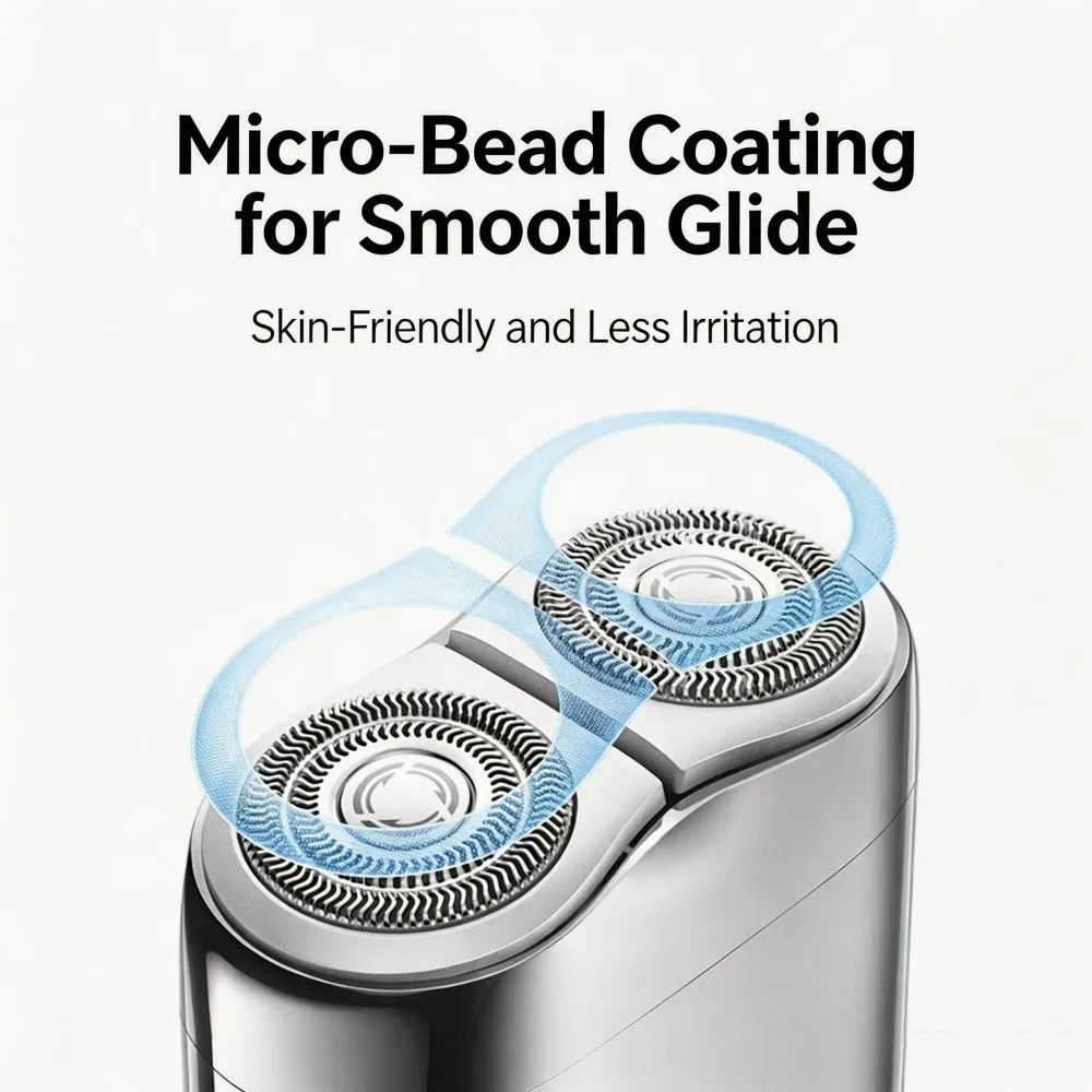 NEW MiJIA Portable Electric Shaver Pro Double Ring Ripple Blade Net   Stainless Steel Concave Blades  Smart Start-Stop Sensor view 4