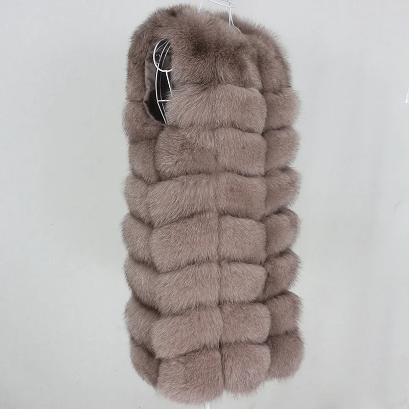 Femmes réel fourrure longue gilet manteau de haute qualité 2025 veste d'hiver naturel grande fourrure de renard moelleuse vêtements d'extérieur Streetwear épais chaud