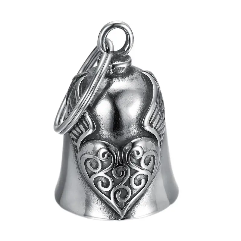 Fashion Guardians Angel Wings Bell Motorcycle Bell Keychain Men Biker Exorcist Amulet Lucky Jewelry Accessory