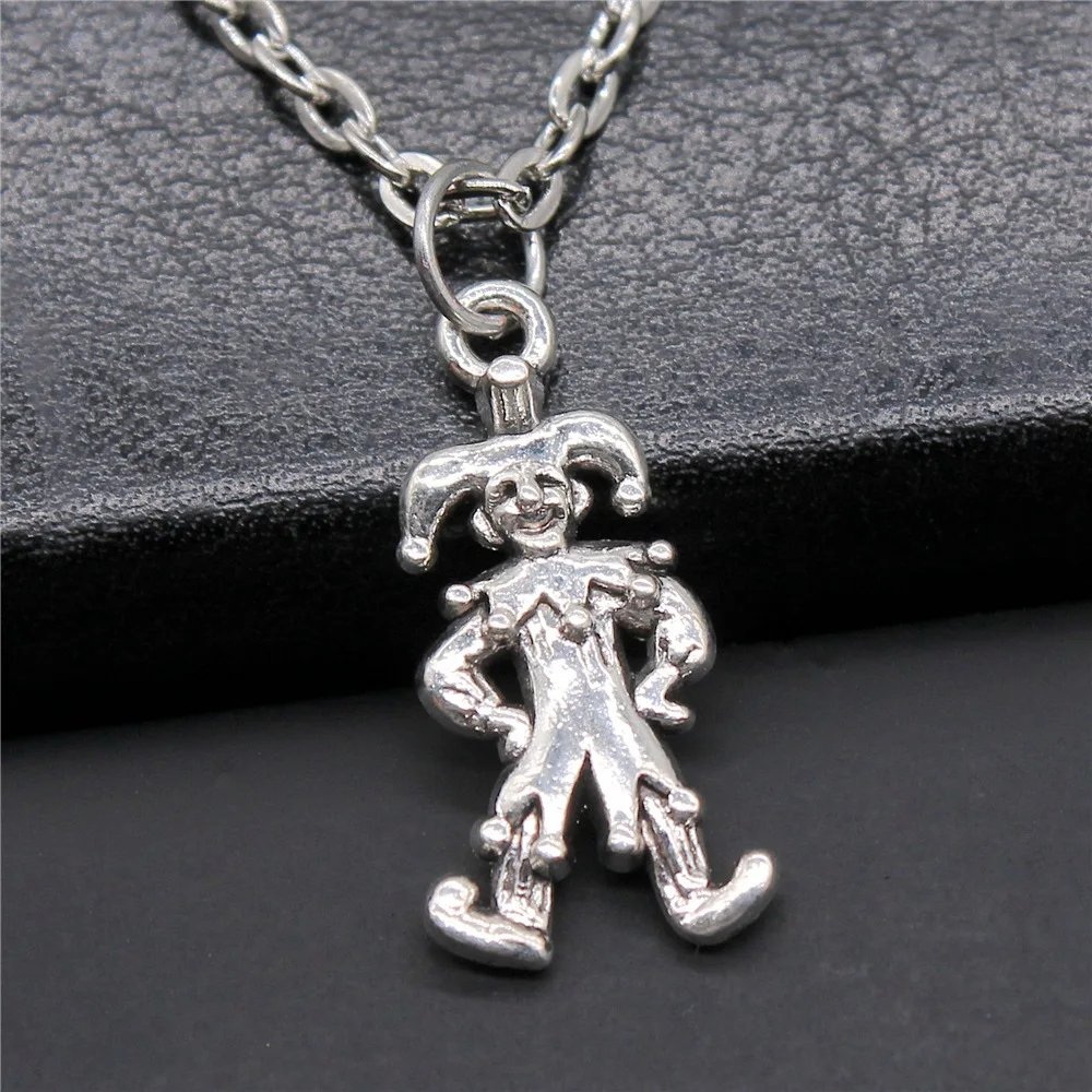 Simple Fashion Vintage 2 Colors 24x12mm Clown Funny People Harlequin Pendant Necklace Jewelry For Women