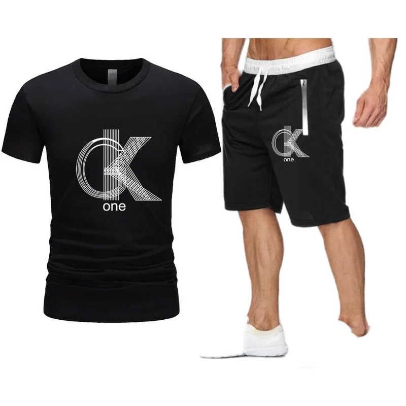 Cotton Short Sets Men Cotton  T-Shirts +Shorts Sport Suit Sweatsuit Men Tracksuit Casual Loose Zip Shorts Sets