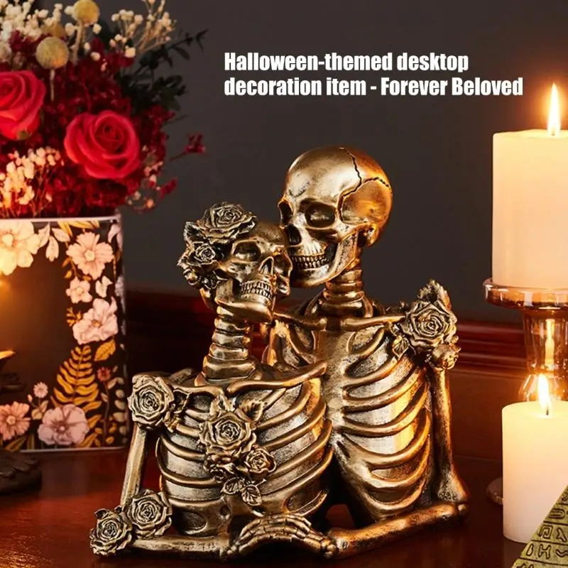 الإبداعية زوجين الجمجمة التماثيل لجميع القديسين ديكور المنزل روح الدعابة الهيكل العظمي تمثال يدويا الراتنج المنحوتات P9YB