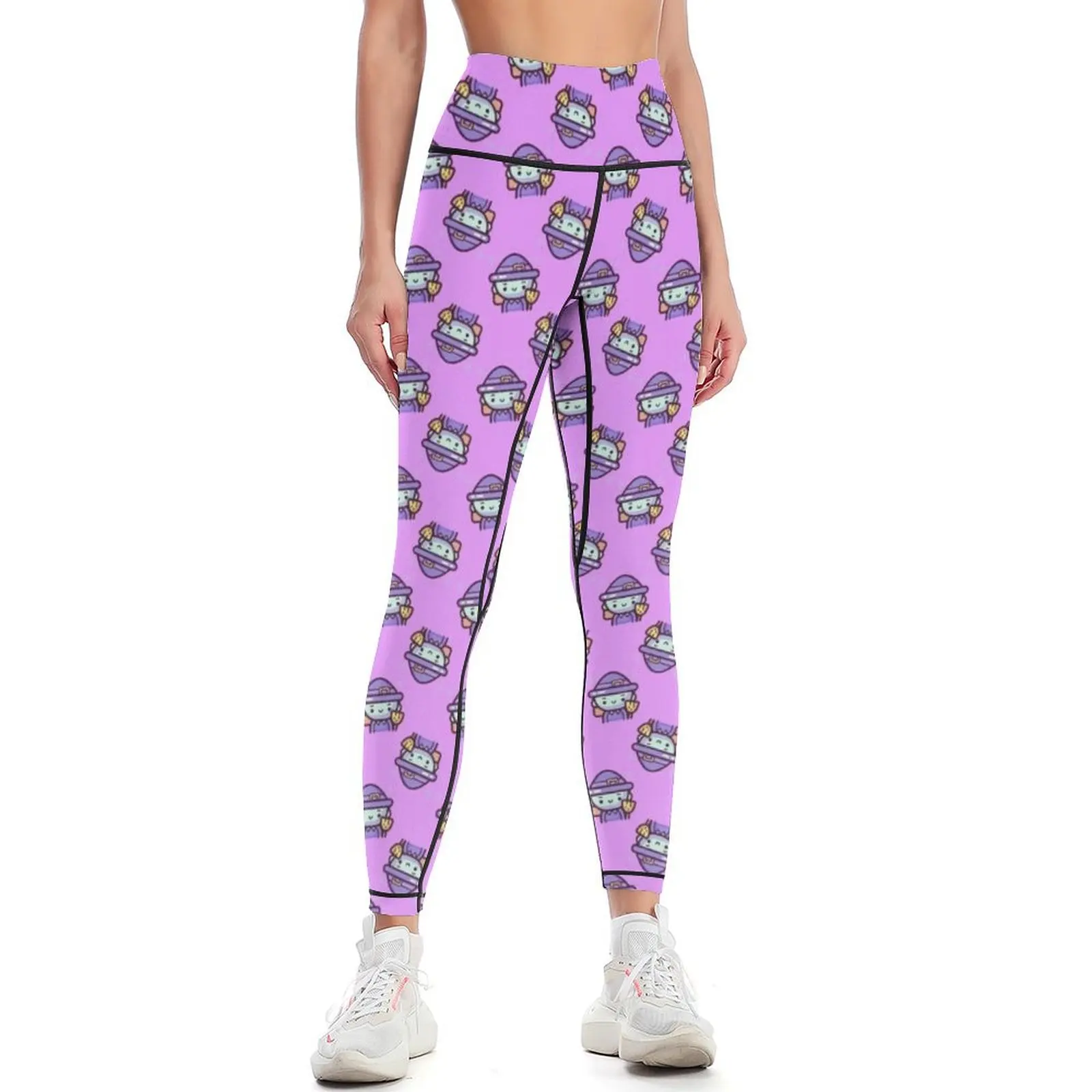 

Happy Halloween Holiday | Cute & Spooky Witch Cartoon Pattern Leggings for fitness Women's trousers Womens Leggings
