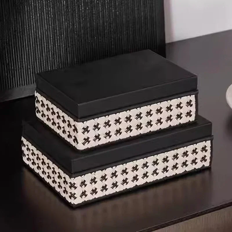 Leather Jewelry Organizer Box Weaving Design Jewelry Display Storage Boxes Portable Bracelet Packaging Luxury Desktop Decoration