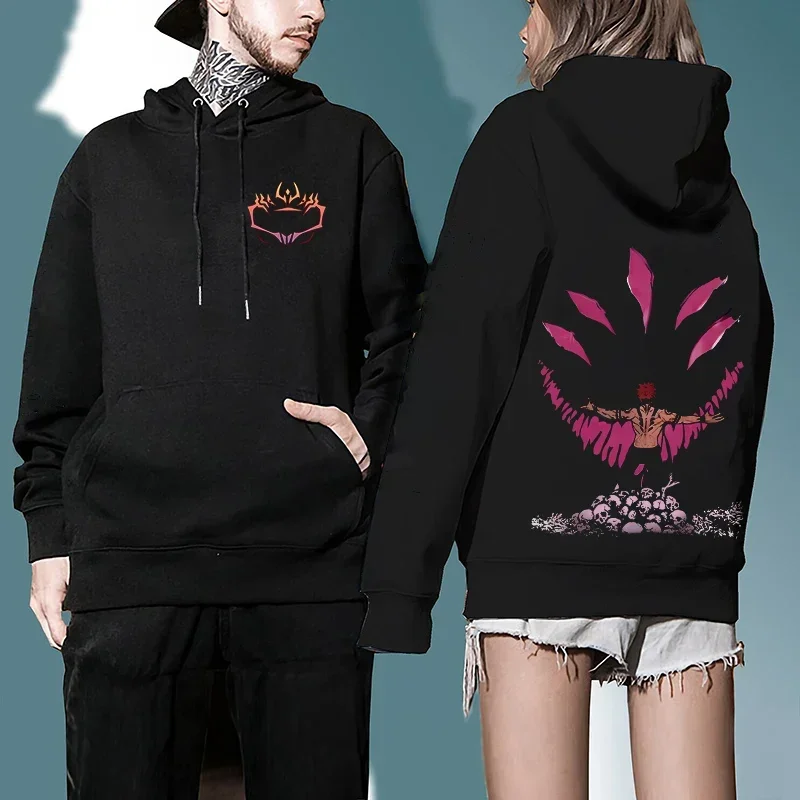 Ryoumen Sukuna anime grafico stampato con cappuccio jujutsu Kaisen uomo donna felpe con cappuccio plus size felpa Harajuku pullover unisex