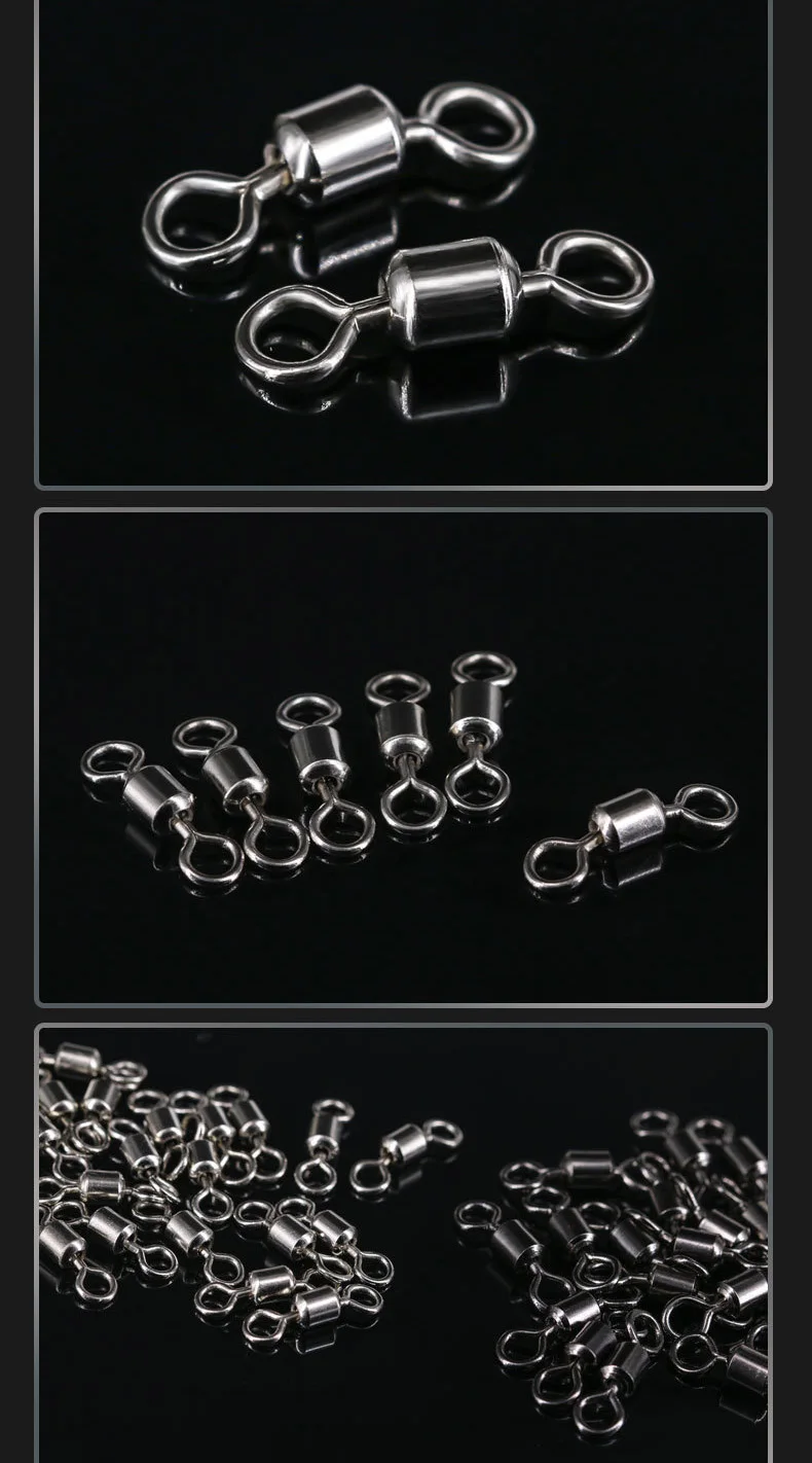 50 stücke Lager Schwenk angel verbinder Edelstahl Angelhaken Karpfen Schnapp köder fester Ring Schwenk gerät Angel zubehör – Detail 10