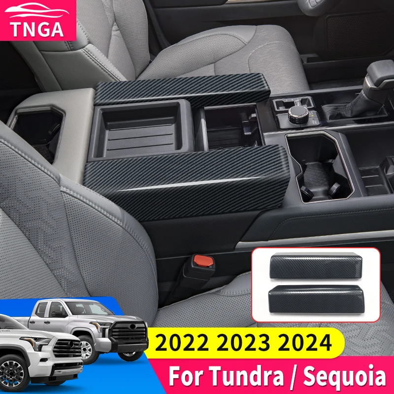 Suitable for 2022-2024 Toyota Tundra Sequoia car armrest box decoration stickers internal upgrade high-end modified accessories