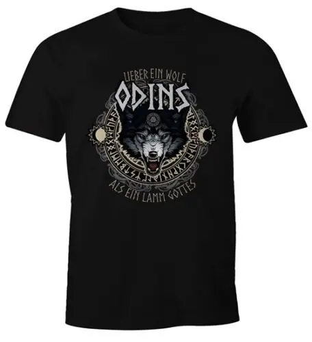 Herren t-shirt lieber ein wolf odins als ein lamm gottes fun-shirt moonworks®