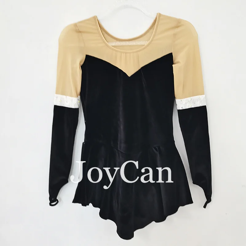 Joycan Eiskunstlauf Kleid Mädchen schwarz Samt Spandex dehnbare Wettbewerb Tanz kleidung angepasst