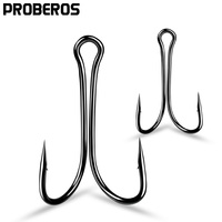 PROBEROS 100pcs 8#-4/0#High Carbon Steel Double Hook Barbed Strong Tensile for Bass Carp Freshwater Fishing