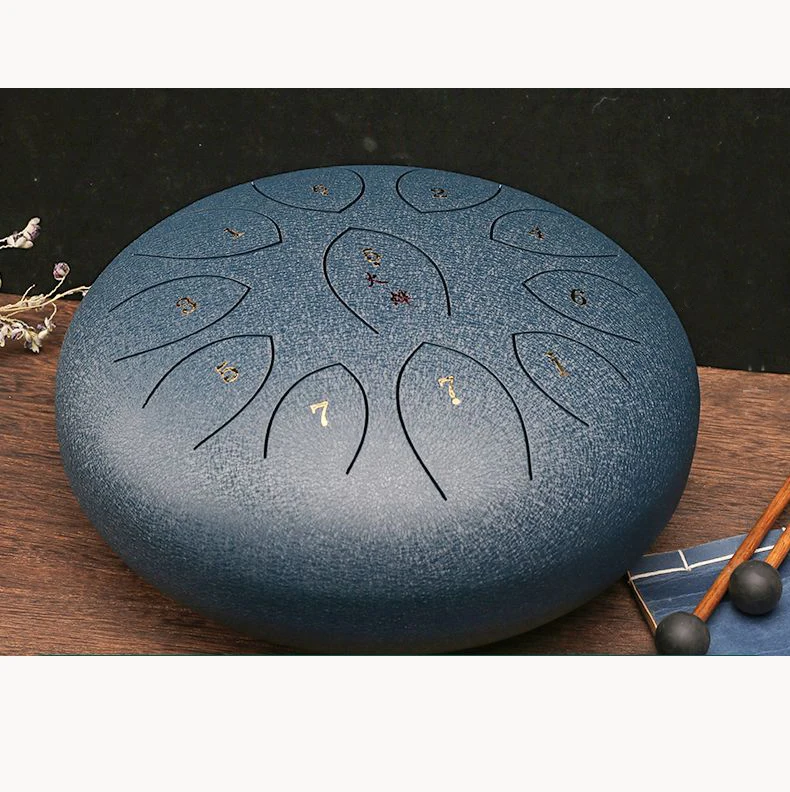 Hooqu 12-Inch Handpan Hollow Stainless Steel Percussion Instrument 11-Tongue Meditation Drum For School Music Teaching
