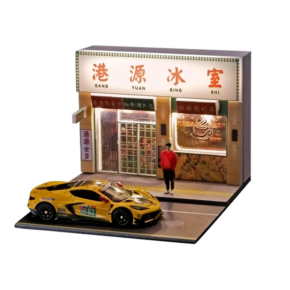 Diorama 1: 64 Miniature Simulation Urban Street View Style with Light Model Ornament