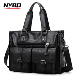 New Fashion Multifunction Briefcase PU Leather Men's Crossbody Messenger Bag Business Men Big Bag Zipper Shoulder Handbags