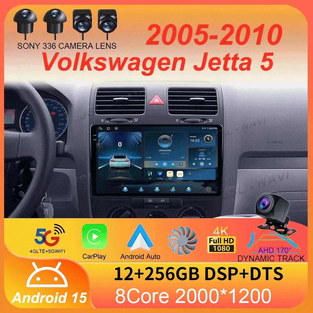 

Car Radio Android 15 Carplay Auto For Volkswagen Jetta 5 2005 2006 2007 2008 2009 2010 GPS Multimedia Player 4G Head Unit Stereo