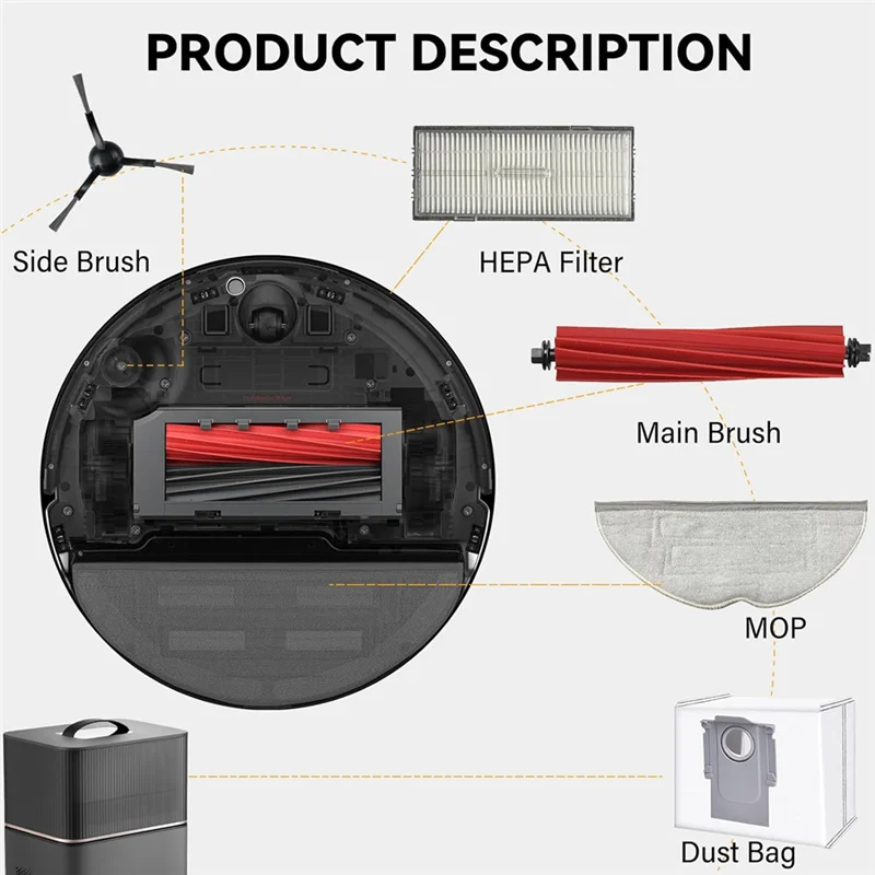 

IALJ-Main Brushes Plastic For Roborock S8 Pro Uitra Replacement Parts Robot Vacuum Cleaner Accessory Set With Dust Bags